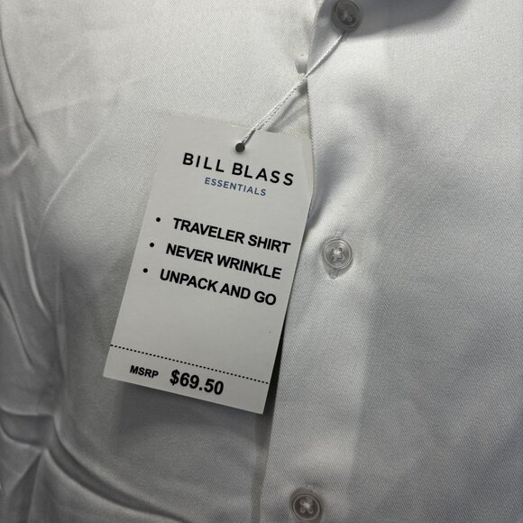 NWT Bill Blass Traveler Button Up Twill Shirt Mens Small Slim Fit Wrinkle Free - Picture 6 of 11